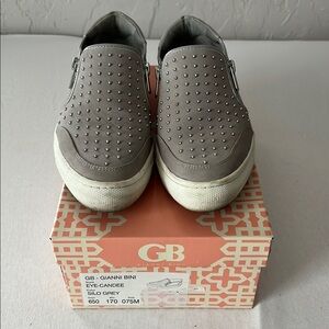 Gianni Bini Gray and White Sneakers with Perforated Design